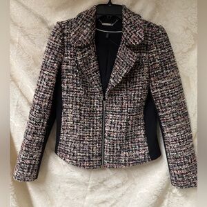 White House Black Market Black/Pink Tweed Blazer